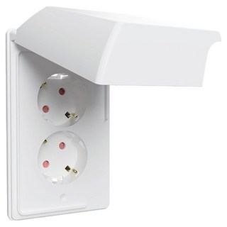 Legrand 羅格朗 Apella White Simple 防水直立型45度防滴型2孔嵌入式插座, 1個