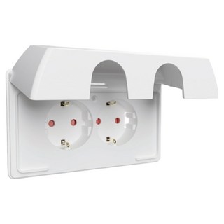 Legrand 羅格朗 Apella Simple 防雨 2孔 橫式嵌入式插座 白色, 1個