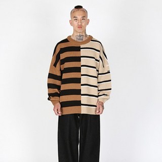 AJOBYAJO Stripe Mixed Knit Sweater AJ224KN002