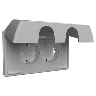 Legrand 羅格朗 Apella Silver Simple 防雨橫式防滴型2孔嵌入式插座, 1個