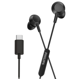 PHILIPS 飛利浦 Type-C 入耳式內建DAC驅動器 高音質有線耳機, 黑色, TAE5008