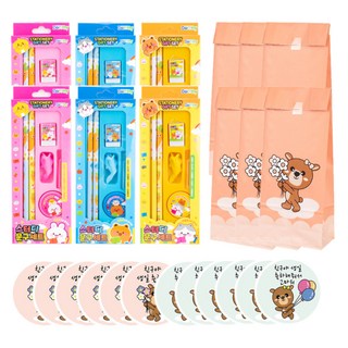 단비나인 어린이집 생일선물 스터디 문구세트 포장 세트, 혼합색상, 6세트