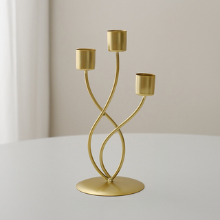 Thumb's Mine 現代風波浪3孔燭台, 金色
