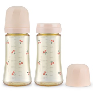 그로미미 유아용 PPSU 체리쉬 젖병, 스윗피치, 300ml, 2개