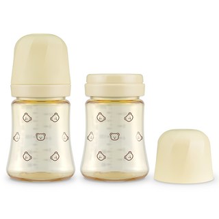 GROSMIMI 嬰幼兒用PPSU點點熊奶瓶雙入組, 200ml, 2個, 奶油色