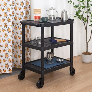 무소음 운반 카트 3단 중형, 블랙, 1개