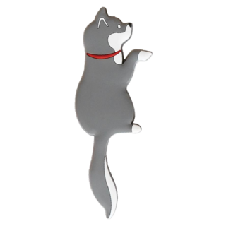 CCHING 青青文具 簡單生活 狗狗磁鐵掛鉤, PVC軟膠金屬片磁鐵, 吸附便利貼, 137 x 45 x 6mm, 灰柴犬, 1個