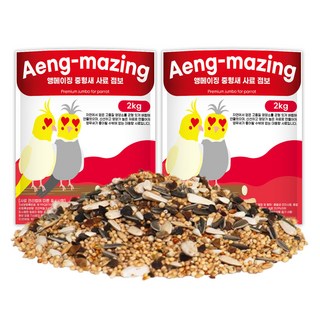 앵메이징 중형새 사료 점보, 2kg, 2개