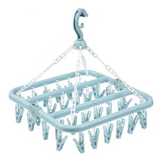 喵汪森林 32夾多功能防風曬衣架, 展開32 x 32 x 33.5cm, 北歐藍