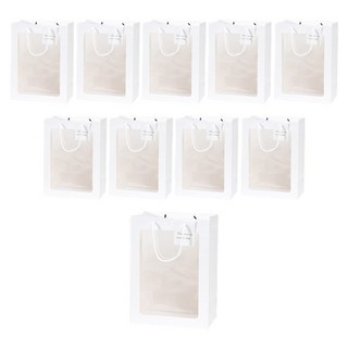 에이비엠코리아 사각 꽃 투명 쇼핑백, 화이트, 10개