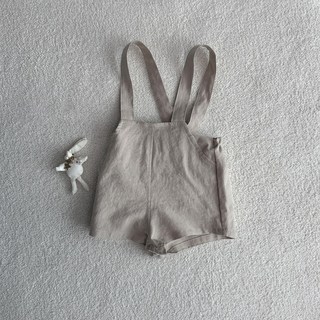 BEBENINE 兒童可可亞麻吊帶褲