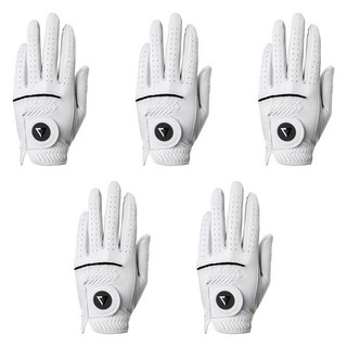 포언더 남성용 반양피 골프장갑 왼손용, 화이트, 5개