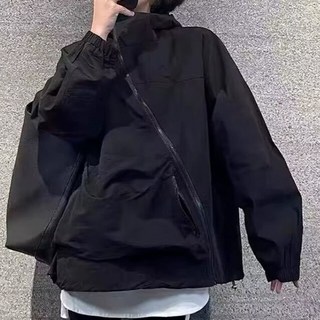 MEICHEL 寬鬆版型斜拉鍊連帽防風外套 10252