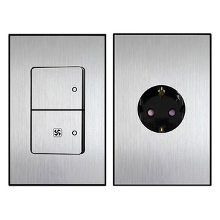 Boedam 2孔開關 內建換氣扇跳線 + 嵌入式1孔插座組, 1套