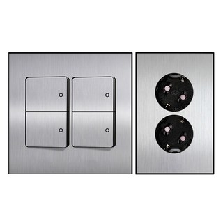 Boedam 4孔開關(2個用) 內建跳線 + 2孔嵌入式插座套組, 1套