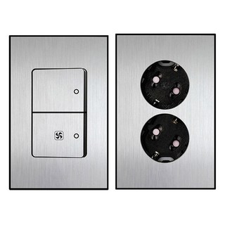 Boedam 2孔換氣扇開關 內建跳線 + 嵌入式2孔插座套組, 1套