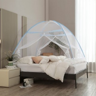 자자데코 원터치 양문 야광 텐트형 모기장, 블루