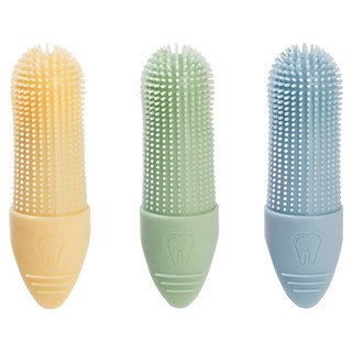 MAAH 반려동물 365도 실리콘 손가락 칫솔 3종 세트 PTC-13, 1세트, 혼합