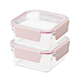 Glasslock 強化玻璃保鮮盒 烤箱可用 櫻花粉 1130ml 2個 1組