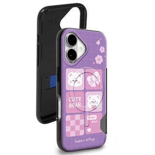 Design Plus 絨毛熊方形2卡槽 MagSafe 輕薄防撞手機殼