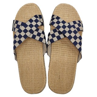 SHIMOYAMA EVA和風亞麻編織防滑室內拖鞋 織帶款, 復古藍, 1雙