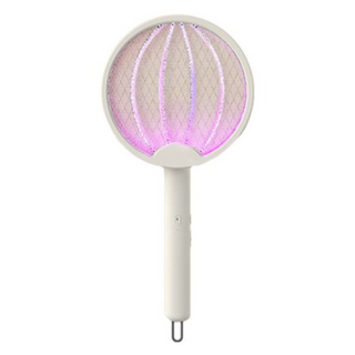 니치유 LED 충전식 무선 모기채, 화이트