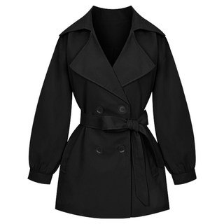 Sellys 附腰帶泡泡袖半長版風衣 I5A-CCT002