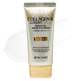 3W CLINIC 膠原蛋白&奢華黃金保濕精華防曬霜 SPF50+ PA++++, 1個, 50g
