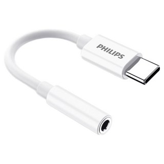 필립스 고해상도 USB C타입 to 3.5mm 이어폰 마이크 연결 젠더, 1개, 화이트, 11cm