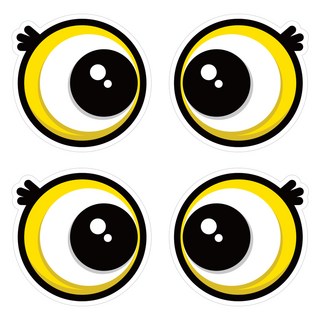 Mungkiwoldeu 維持安全車距反光貼紙 小型 大眼睛 003, 2套, 混合顏色
