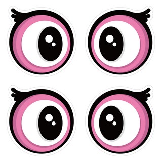 Mungkiwoldeu 保持安全距離反光貼紙 小型 大眼睛 005, 2套, 混合顏色
