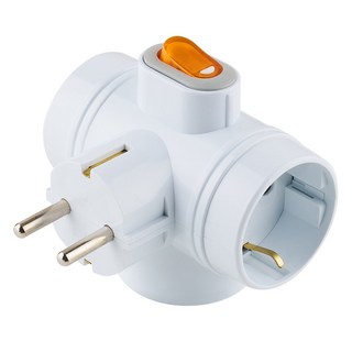 보에담 스위치 T자형 멀티탭 3구, 8.7cm, 화이트, 1개