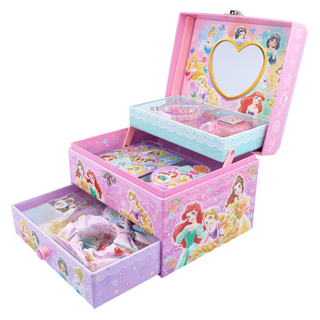 sun-star 夢幻可提三層收納珠寶盒 文具髮飾收納組 女孩禮物首選, 迪士尼公主, 1盒