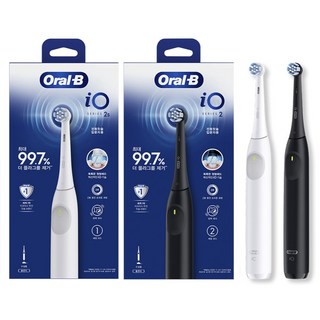 오랄비 듀얼 핸들 전동칫솔 2종 세트, io2, 화이트, 블랙, 1세트