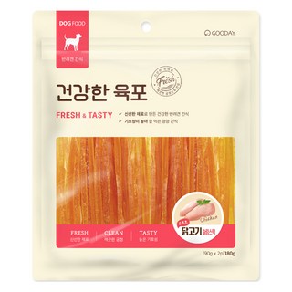 굿데이 강아지 건강한 육포, 소프트 닭고기 슬림스틱, 180g, 1개