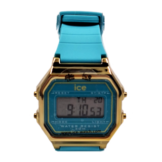 ICE WATCH ICE DIGIT RETRO系列 金屬方框電子錶 32mm 藍綠色