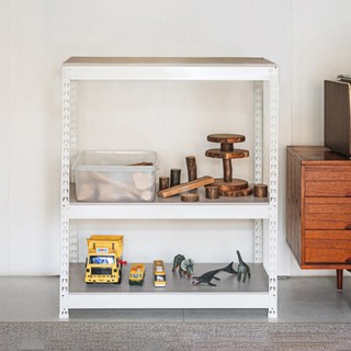 I'M RACK Simple Rack Line 免螺絲組裝式鐵製角鋼層架, 3層, 象牙白