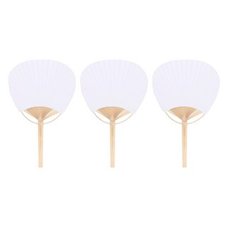 竹柄扇, 白色 + 米色, 3個