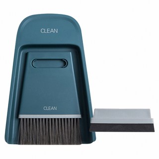 乾濕兩用桌面迷你掃帚組, 附刮水板, 藍色, 1組