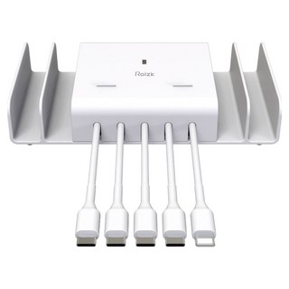 로이직 5포트 고속 멀티충전기 C타입 4p + 8핀 1p, 화이트, 1세트