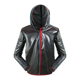 捷華 分離式雨衣上衣 滌綸 TPU環保材質 黑色, L