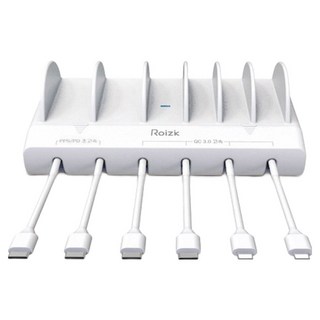 로이직 초고속 PPS PD 6포트 멀티충전기 RZ-615 화이트 + C타입 케이블 4p + 8핀 케이블 2p 세트, 1세트
