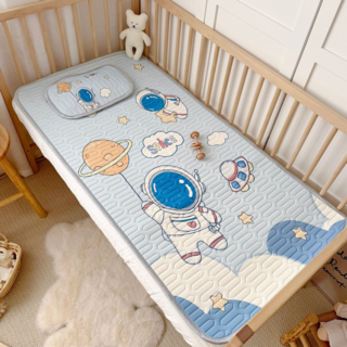 兒童冰絲乳膠涼墊 附同款乳膠枕套, 星球太空, 1個