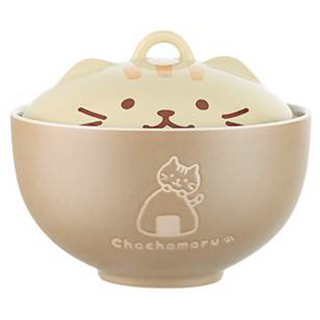 Mass 生活好物 日式貓咪陶瓷泡麵碗 附蓋 可微波湯碗/宵夜餐碗 550ml, 1個, 黃毛貓 淺色