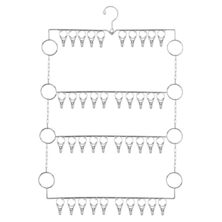4層不鏽鋼曬襪架 40夾, 銀色