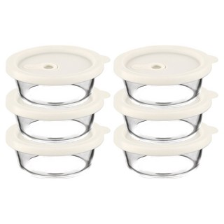 발룬피니 내열강화유리 오븐렌지 밥용기 원형, 6개, 400ml