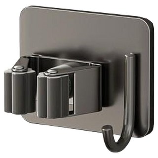 셀리빙 욕실 무타공 스텐 2 in 1 후크 밀대걸이 거치대, 그레이, 1개