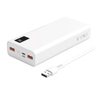 비니 고속충전 대용량 보조배터리 PD 20W 20000mAh + 8핀 케이블 세트, SPE-PA20DPQ, 화이트