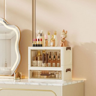 紅色收納櫃 大尺寸門櫃抽屜折疊式化妝品收納盒 門+1層 HR774, 1個, 混色