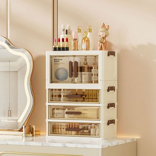 Red Cabinet 大尺寸附門抽屜可折疊化妝品收納盒 附門+3層 HR774, 1個, 混色